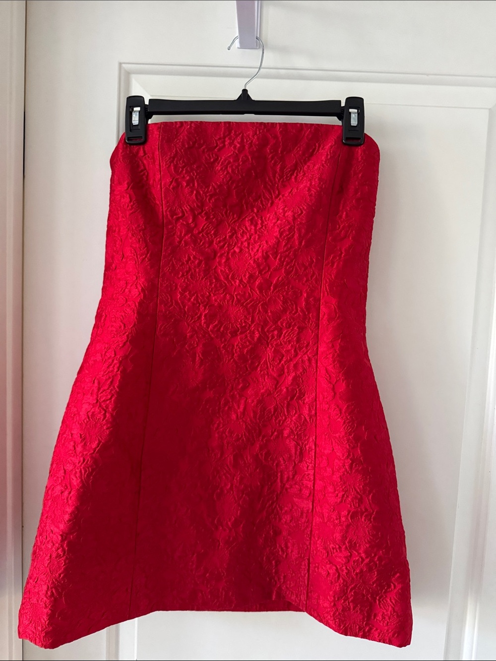 Alice and Olivia Strapless Red Floral Jacquard Dress size 12
